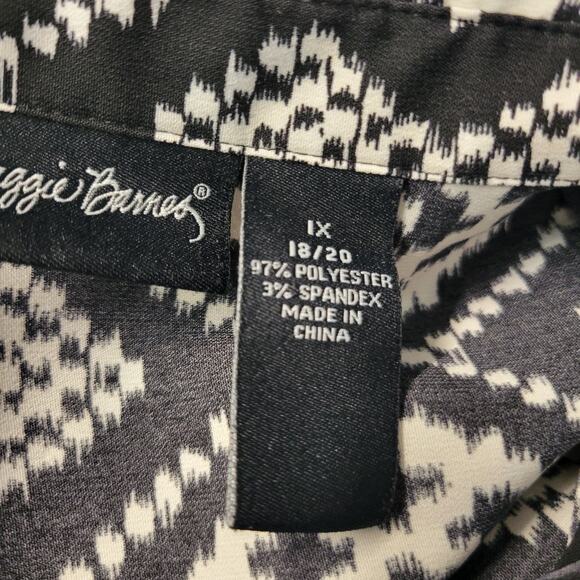 Maggie Barnes Button Front Top Womens 1X 18/20 Black Ivory Attached Tank - Picture 7 of 13